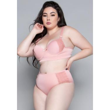 Imagem de Conjunto Lingerie Plus Size Luxo Com Bojo - WLS Modas, XXL, Rosa
