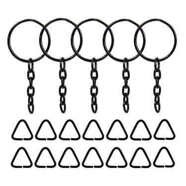 Imagem de Argola 23mm Elo 8mm Preto Para Montagem Chaveiro 100 Unidades