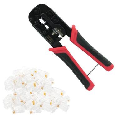 Imagem de Kit Alicate Crimpar Rj45 Rj11 Cabo Rede + 100 Plugs RJ45 - KOKAY