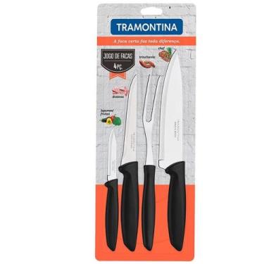Imagem de Conjunto de Facas Tramontina Plenus inox 4 Peças Preto, Preto e Prata,