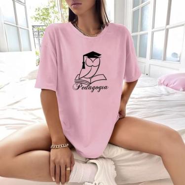 Imagem de Camisa Camiseta Feminina Estampada Coruja Pedagogia 100% Algodão Fio 3
