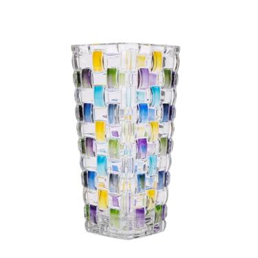 Imagem de Magcolor Vaso de vidro colorido pintado à mão - vaso de flor de cristal - 19,6 cm, vaso de planta de vidro para arranjos florais, centros de mesa, casamentos, inauguração de casa, decoração de casa