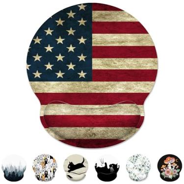 Imagem de Mouse pad ergonômico com suporte de pulso, mouse pad com bandeira americana com descanso de pulso, alívio da dor no pulso, base de borracha antiderrapante, mouse pads para mesa, computadores, laptop,