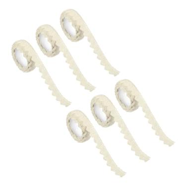 Imagem de PATIKIL Fita de renda autoadesiva de 1,5 cm de largura, 2 metros, pacote com 6 adesivos Washi Trim de algodão, mascaramento para artesanato, scrapbooking, faça você mesmo, para fazer cartões, bege