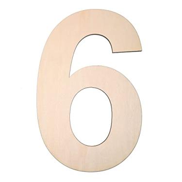 Imagem de 30 cm de madeira número 6, 1/4 polegada de espessura grande letra de madeira inacabada para artesanato faça você mesmo decoração de parede de casa