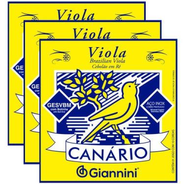 Imagem de 03 Cordas Giannini Canário Para Viola Caipira Tensão Média