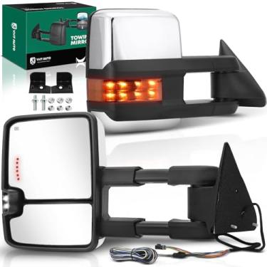 Imagem de YHTAUTO Espelhos de reboque compatíveis com Tahoe 1995-2000, Yukon, C/K 1500 2500 Suburban, Blazer, aquecimento com ajuste de energia, seta e seta e luzes de reserva, espelhos de carro convexos