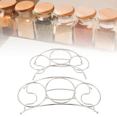 Imagem de Organizador Rack Especiarias 2 Unidades Com 3 Slots, Rack Caixa Armazenamento Temperos Aço Inoxidável, Prateleira Armazenamento Recipiente Especiarias para Restaurantes Cozinha