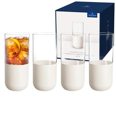 Imagem de Villeroy & Boch - Conjunto de copos para bebidas longas Rock Blanc, 4 peças Conjunto de copos para coquetéis e mocktails, 300 ml, vidro cristal, aparência de ardósia branca fosca