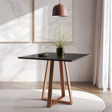 Imagem de Mesa De Jantar Mônaco 90cm Preta Base Cobre Preto
