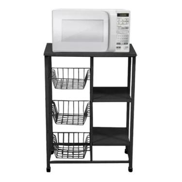 Imagem de Fruteira e suporte microondas ou galão preto WRM - COD 190 - wrm metal