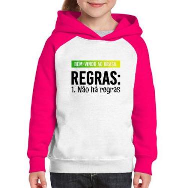 Imagem de Moletom Infantil Regras: Não há regras - Foca na Moda, Branco, Rosa, 4
