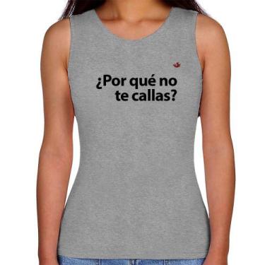 Imagem de Regata Feminina Por qué no te callas - Foca na Moda, Cinza, P