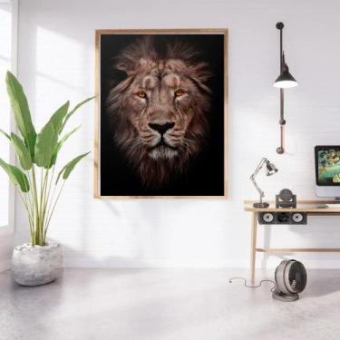 Imagem de Quadro Decorativo com Moldura 50x70 para Sala Imagem Leão - Londrinort