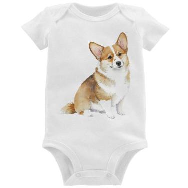Imagem de Body Bebê Cachorro Welsh Corgi Pembroke - Foca na Moda, Branco, GG
