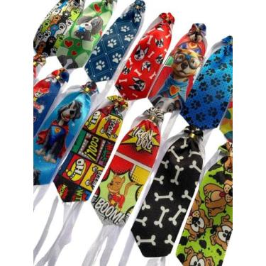 Imagem de 50 Unidades de Gravatas Pet Macho coloridas Banho e Tosa Cães Cachorro