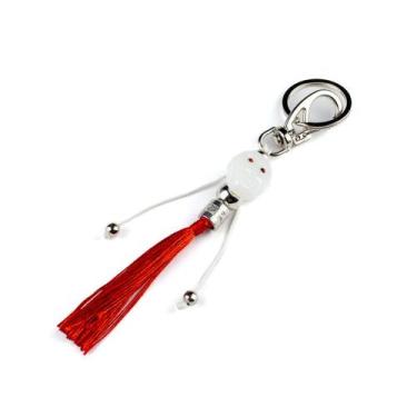 Imagem de Chaveiro Zé Pelintra Crânio Branco e Vermelho 15cm em Murano - Lua Mís