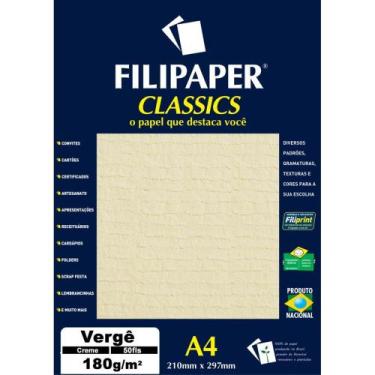 Imagem de Papel A4 Vergê Creme 180G CX com 50 - Filiperson