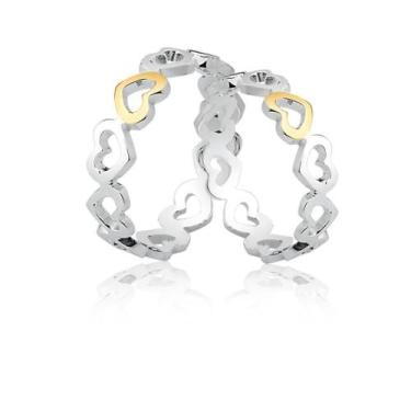 Imagem de Aliança de Prata 925 com Filete de Ouro AL66 - Natália Jóias, Prata