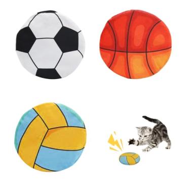 Imagem de Andiker Brinquedos de erva de gato para gatos, 3 peças de brinquedo para mastigar gatos com erva de gato e som de enrugamento, brinquedo interativo para gatos, bola de erva-dos-gatos, brinquedo de