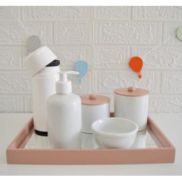 Imagem de Kit Higiene Bebê K063 Porcelanas Mini Térmica Banho Quarto Bancada - C