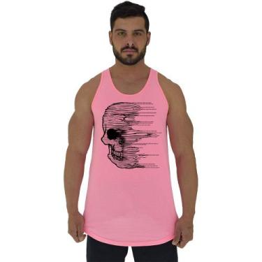 Imagem de Regata Longline Estampada Masculina MXD Conceito Caveira Borrada, Rosa