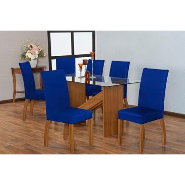 Imagem de Capa Para Cadeira Mesa De Jantar 08 Lugares Malha Gel Oferta Azul Escu