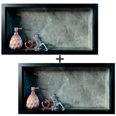 Imagem de Kit 02 Nicho de Porcelanato Cinza Grafite Polido 60x32cm - LOMINA Smar