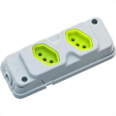 Imagem de Tomada Barra Fiolux Dupla 20A 2 Polos+Terra Cinza/Verde