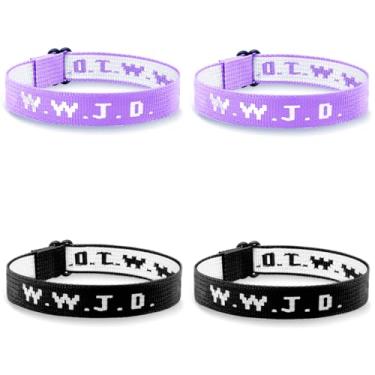 Imagem de yfstyle 4 peças WWJD Pulseira para homens What Would Jesus Do Pulseira wwjd Pulseiras Combinadas para Casais/Amigos W.W.J.D. Pulseiras Trançadas Artesanais Inspiradoras Joias Religiosas Cristãs,