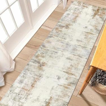 Imagem de famibay Tapete de corredor de 3 metros, tapete lavável moderno para corredores, tapete antiderrapante de lã macia, tapete de pá baixa, moderno, abstrato, longo, para corredor, cozinha, banheiro