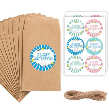 Imagem de 52 envelopes de recibo de dente perdido com 52 peças adesivos de dente perdido para certificado de dente perdido para crianças armazenamento de dentes de leite saco de fadas sala de aula suprimentos