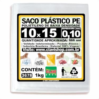 Imagem de Saco Plástico Transparente 10x15 cm (0,10mm espessura), Polietileno PE, Pacote 1kg, Conservar e Congelar Alimentos, Embalagem Multiuso, Saquinho Resistente e Forte, Selável a Calor, Virgem, Pequeno