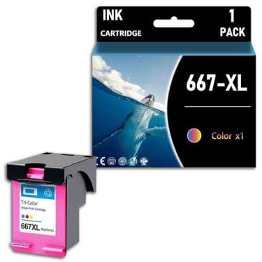 Imagem de Cartucho de tinta 667XL de substituição para impressoras HP Deskjet Ink Advantage 1275 2374 2375 2376 2775 2776 6475 6476 6075, impressão clara, cor - 1 pacote