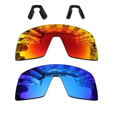 Imagem de Lente de reposição de 2 peças para óculos de sol Oakley Sutro S OO9462 lentes polarizadas de proteção UV400 vermelho fogo e azul gelo