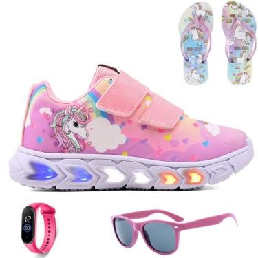 Imagem de Tenis Led Infantil Unicornio Meninas Chinelo Oculos Relogio - LIGHT, 3