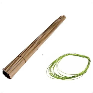 Imagem de Kit 10 Estacas Natural De Bambu 1 Metro Com Amarril Decoração Jardim Kit Jardinagem Estaca Para Planta Orquideas Rustico