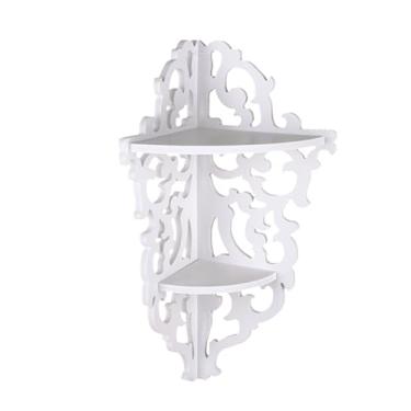 Imagem de Prateleira de Canto, Prateleira de Armazenamento de Parede de 2 Camadas, Prateleira de Armazenamento Esculpida Plataforma de Armazenamento Montada na Prateleira de Armazenamento