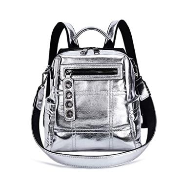 Imagem de Mochila Prateada Para Mulheres Bolsa De Ombro Multifuncional Mochilas Para Meninas Adolescentes Mochila Escolar Mochila Feminina Bolsa De Viagem