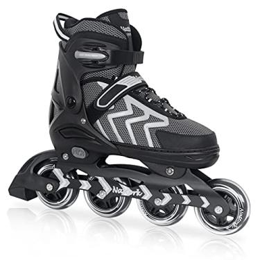 Imagem de Nattork Patins em linha ajustáveis para crianças e adultos com roda iluminada, patins iluminadores externos e internos para meninas e meninos, iniciantes
