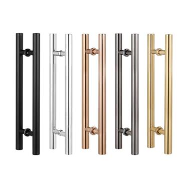 Imagem de Acessórios para móveis Oval Shape Glass Door Handles Stainless Steel Barn Doors Pull Handle Set Shower Door Hardware Fittings Ferragens para casa(Black Titanium,A800mm(B500mm))