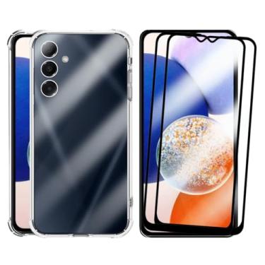 Imagem de Capa Capinha Anti Impacto e 2 Películas Vidro 3D Compatível Samsung Galaxy A14 Transparente Com Proteção de Câmera
