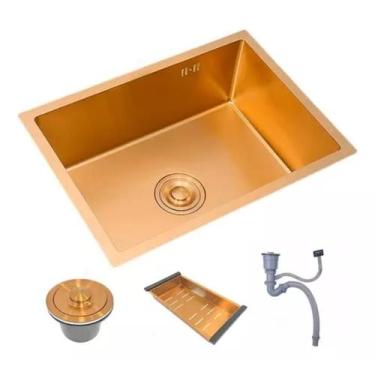 Imagem de Cuba Gourmet Cozinha 50x40 Completa Aço Inox 304 Escovado Rose - Brino