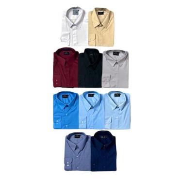 Imagem de KIT 10 peças - Camisa Social Manga Longa Slim e Tipo Linho (sem rosa) 