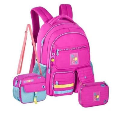 Imagem de Kit Mochila Costas Luluca Escolar Lancheira E Estojo 2025, ROSA 