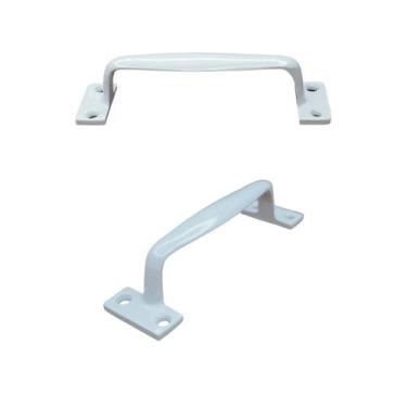 Imagem de Puxador Alça De Alumínio P/ Porta Camarão 10cm Branco 15 peças - FERRA