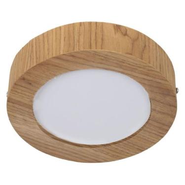 Imagem de Plafon Wood Madeira Redondo Led 24w Bivolt Freijo - Branco Quente - Ad