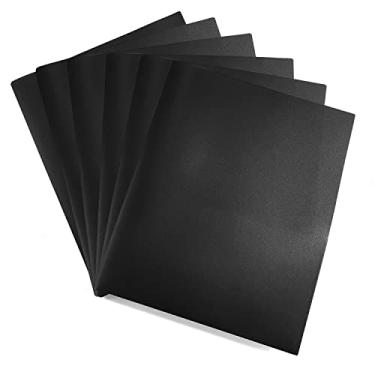 Imagem de Easykart Pastas de plástico com bolsos – (preto, pacote com 6), 2 pastas de poliéster de bolso para escola, casa ou escritório, pastas de arquivo resistentes duráveis, inclui etiquetas adesivas removíveis..