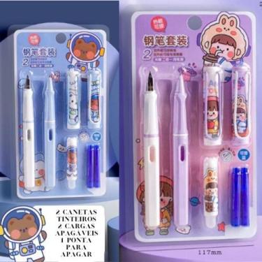 Imagem de Kit 2 Canetas Tinteiro Apagáveis + Recargas / WX Gift - KC impotadora