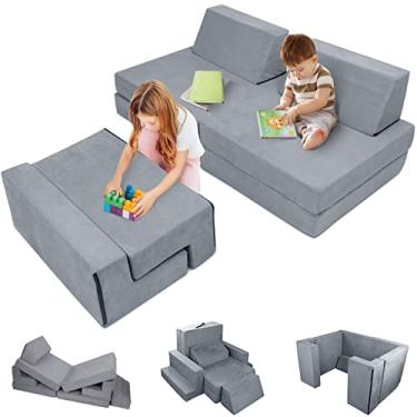 Imagem de DREAMANIA 7Pcs Kids Play Couch, 2024 Premium Modular Kids Play Couch Para Criança Pequena, Sofá De Espuma Infantil Para Quarto, Sala De Jogos, Brinquedoteca, Presente Perfeito Para Meninas E Meninos